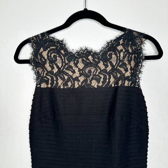 Tadashi Shoji Lace & Jersey Peplum Black Sleeveless Dress Size S - Picture 3 of 7